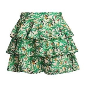 Farm Rio Toucans Ruffle Layered Mini Skirt